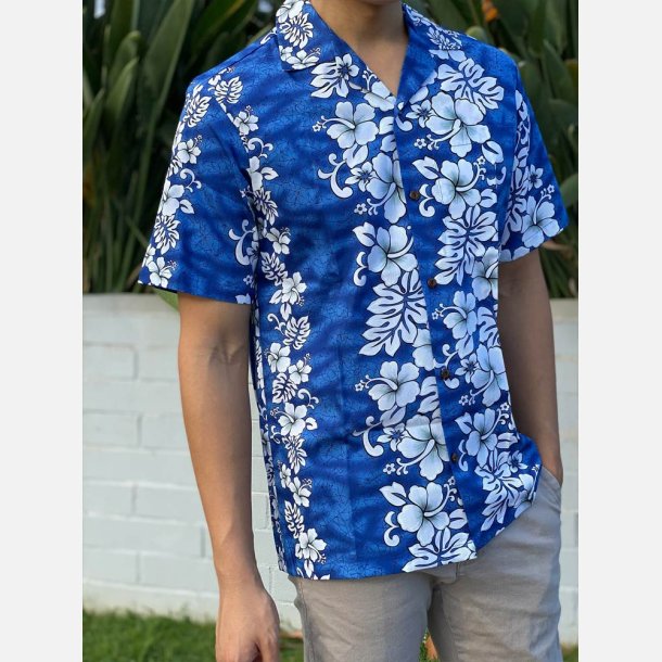 Floral lines Blue Hawaii skjorte