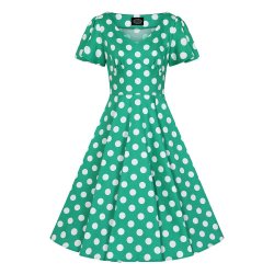 Hearts Nina grn prikket 1950'er swingkjole