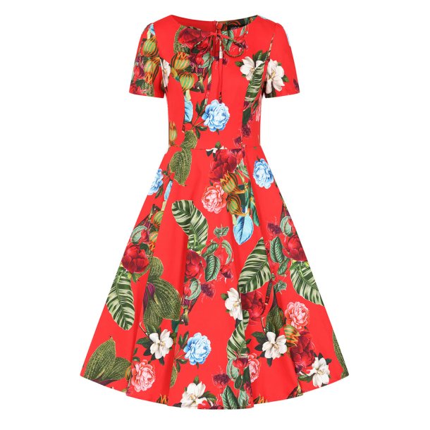 Hearts Tropical Blossom 50er swingkjole