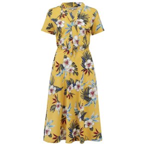 Jean sennepsgul Hawaii kjole