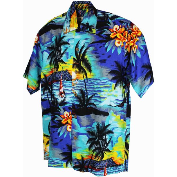 Brne Hawaii skjorte Sunset Blue