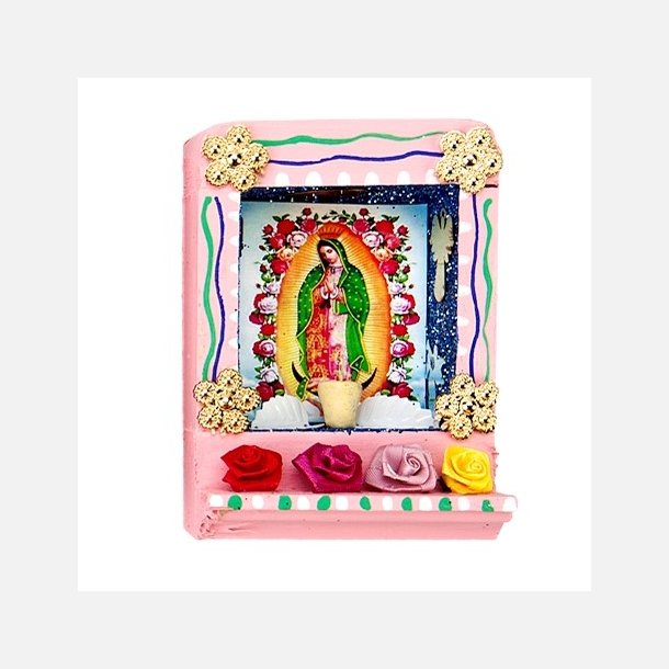 Mexicansk alter med Guadalupe pink