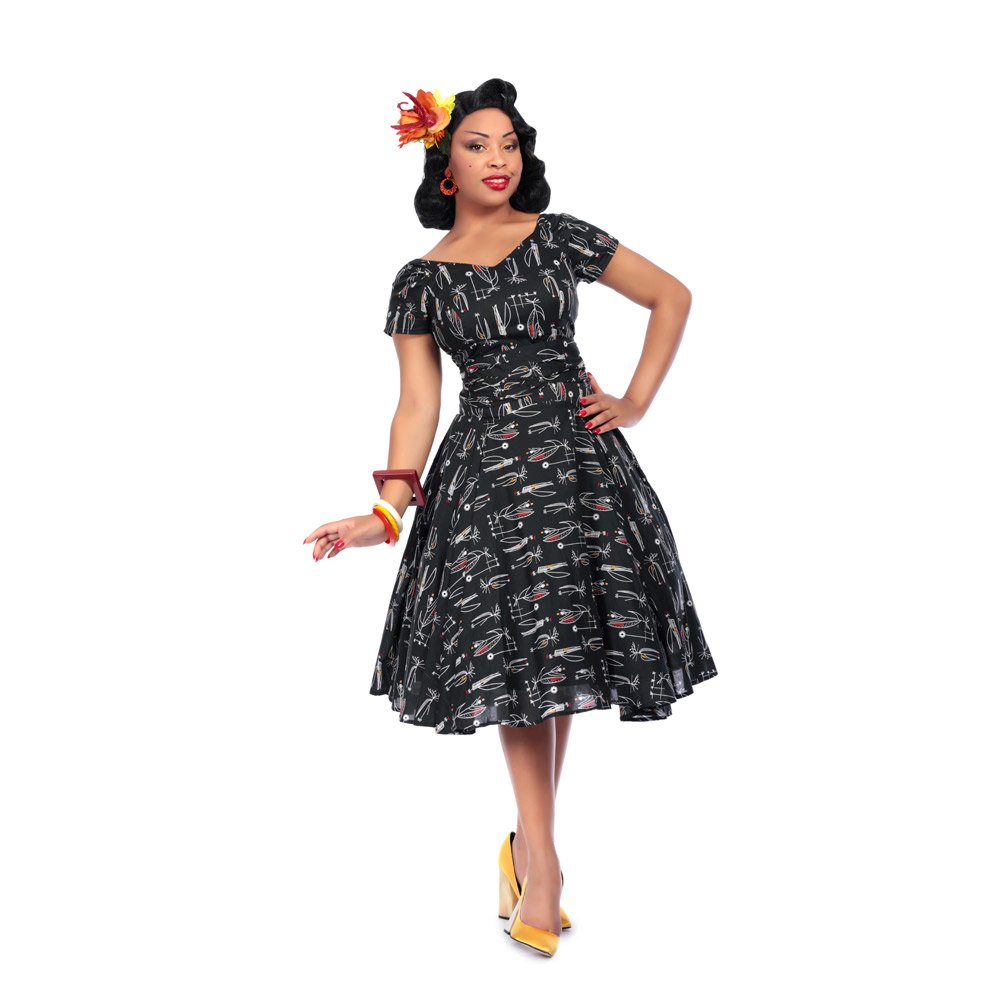 Ulydighed jorden Kiks 1950er mønstret rockabilly kjole - Kvinder - Rockahula