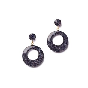 Splendette Gunmetal Glitter Hoop reringe