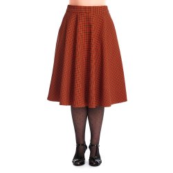 October Spooks Swing nederdel orange med tern