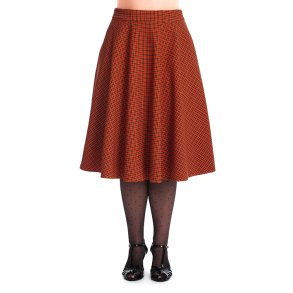 October Spooks Swing nederdel orange med tern