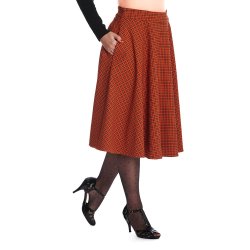 October Spooks Swing nederdel orange med tern