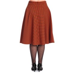 October Spooks Swing nederdel orange med tern