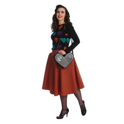 October Spooks Swing nederdel orange med tern