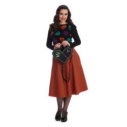 October Spooks Swing nederdel orange med tern