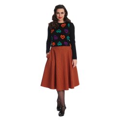 October Spooks Swing nederdel orange med tern