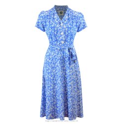 Pretty Retro Skjortekjole i 40er stil med hvide blomster