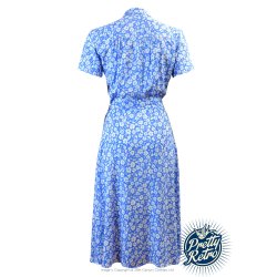 Pretty Retro Skjortekjole i 40er stil med hvide blomster