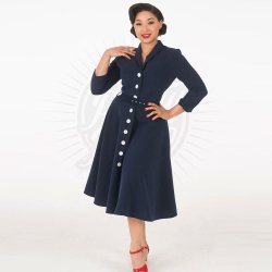Pretty Retro skjortekjole i 50er stil navy