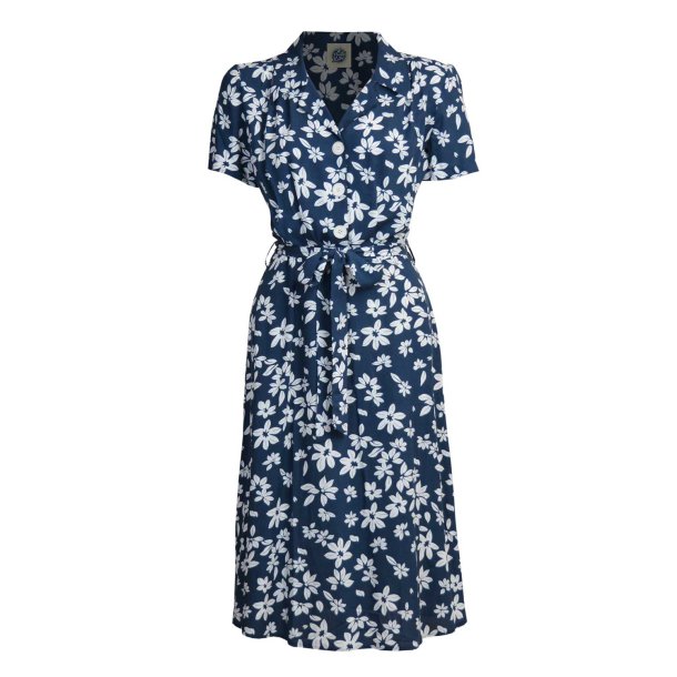 Pretty Retro Skjortekjole i 1940'er stil Navy Tiki