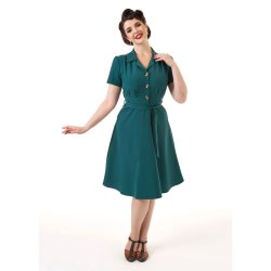 Pretty Retro skjortekjole i 40er stil Teal