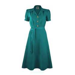 Pretty Retro skjortekjole i 40er stil Teal
