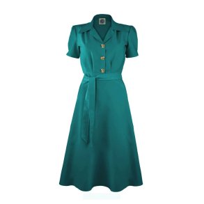 Pretty Retro skjortekjole i 40er stil Teal
