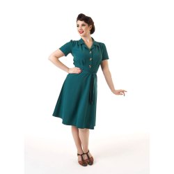 Pretty Retro skjortekjole i 40er stil Teal
