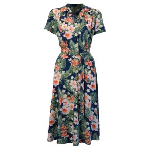 Pretty Retro Skjortekjole i 1940'er stil Navy Hawaii