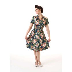 Pretty Retro Skjortekjole i 1940'er stil Navy Hawaii