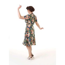 Pretty Retro Skjortekjole i 1940'er stil Navy Hawaii