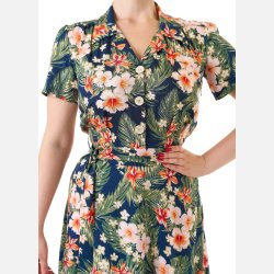 Pretty Retro Skjortekjole i 1940'er stil Navy Hawaii
