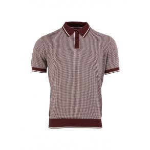 Relco Strikpolo med dogtooth i burgundy