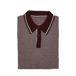 Relco Strikpolo med dogtooth i burgundy
