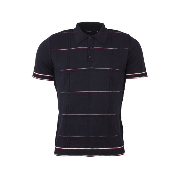 Relco stribet kabel strikpolo Navy