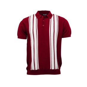 Relco stribet strikpolo Burgundy