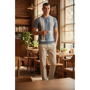 Relco stribet strikpolo Sky Blue