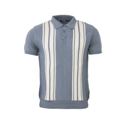 Relco stribet strikpolo Sky Blue