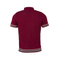 Relco gennemknappet Strikpolo med striber Burgundy