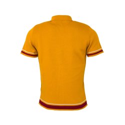 Relco gennemknappet Strikpolo med striber Mustard