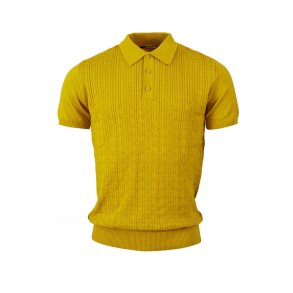 Relco strikpolo med mnster i sennepsgul