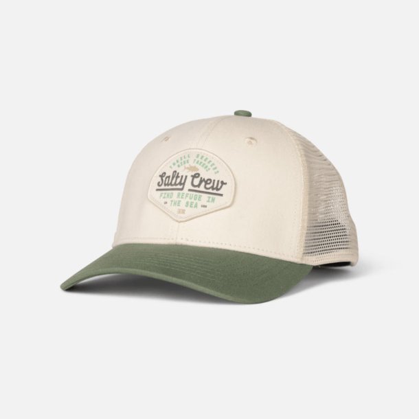 Salty Crew Border Retro Trucker Off White/Mid Green