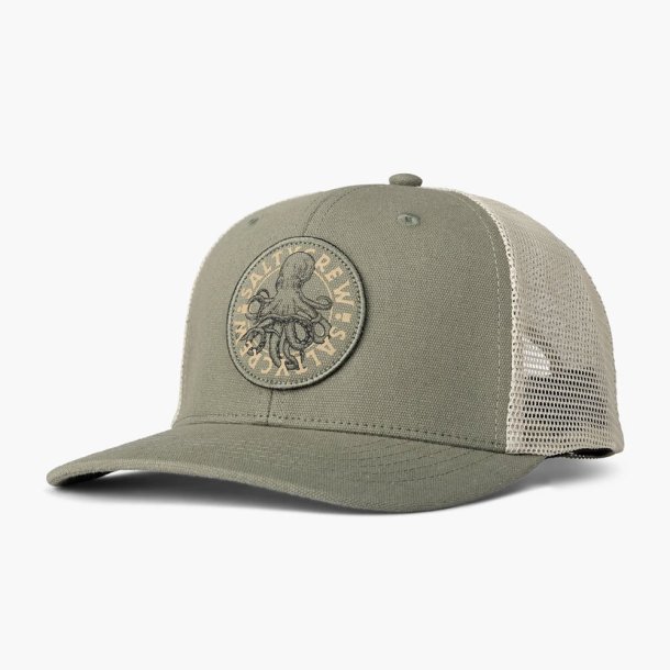 Salty Crew Tentacles Retro Trucker Cap Faded Olive