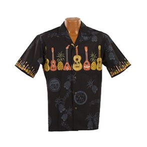 Ukulele Black Hawaii skjorte