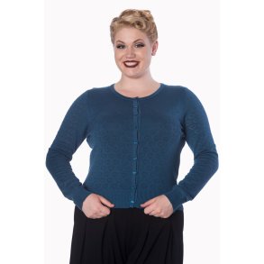 Cardigan med hjerter petroleumsbl