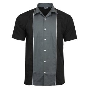 Bowlingskjorte sort med gr