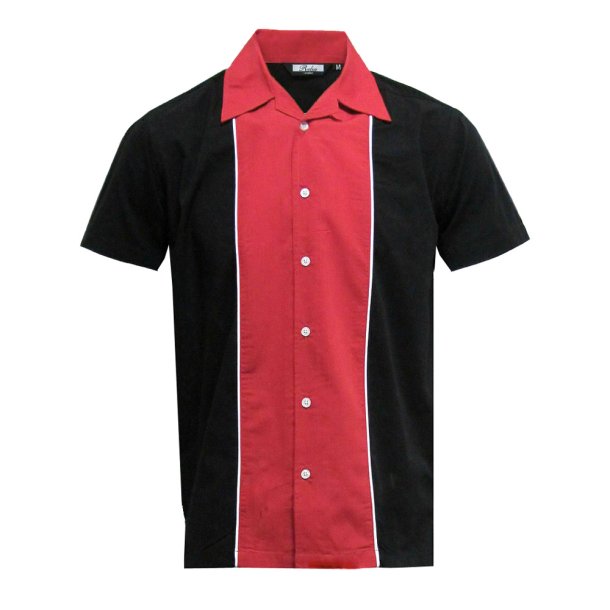Bowlingskjorte sort med rd