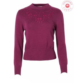 Circus broderet sweater i magenta (Eco)