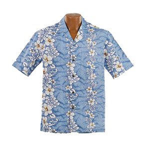 Floral lines lysebl Hawaii skjorte