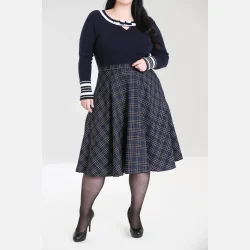 Pebbles 50er Check Swing nederdel Navy