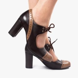 Margot smuk mrk- og lysebrun snresko