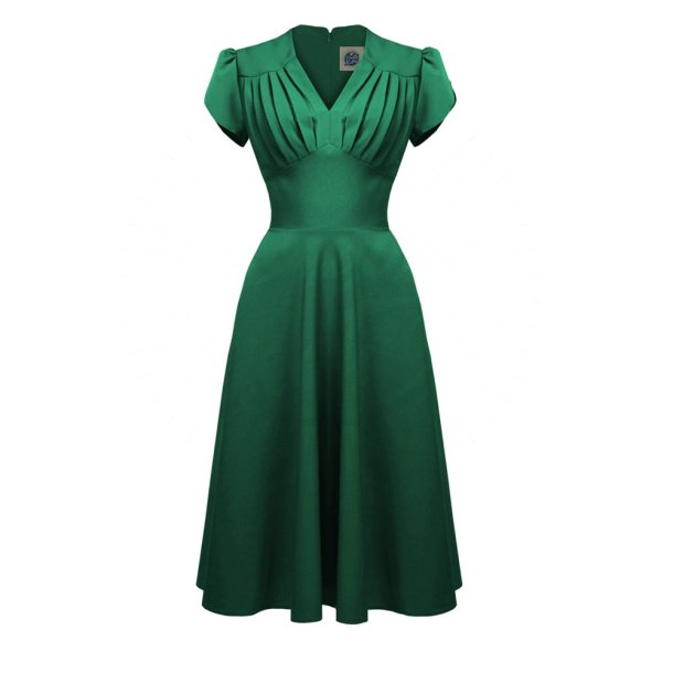 Fundament Pearly Kvæle Pretty Retro Swing kjole i smaragd - Kvinder - Rockahula