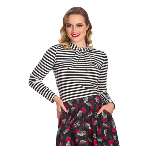 Spooks and Stripes Top i sort og hvid