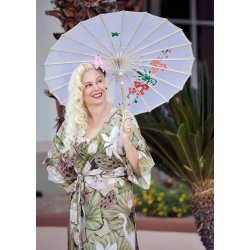 Smuk kimono med Hejrer og Lotusblomster