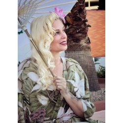 Smuk kimono med Hejrer og Lotusblomster